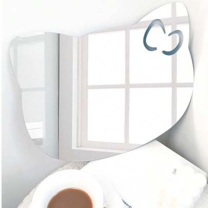 1 件可爱猫形镜子，方形、椭圆形、圆形、拱形亚克力自粘镜子装饰墙贴，适用于卧室、客厅、浴室、女孩房间