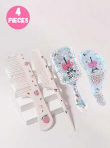 4pcs/2pcs Cute Cartoon Hair Comb Set, Including Air Cushion Comb And Fine Tooth Comb, Suitable For All Hair Types. Smooth Hair Comb Set With Flexible Bristles And Anti-Static Comb. Hairstyle Design Without Knots, Creating A Relaxed Texture, Ideal For Giving Gifts