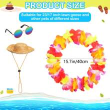 3pcs Summer Porch Goose Outfits For Plastic Goose 23/17'' Lawn Patio Statue Clothes Straw Hat And Hawaiian Lei Costume