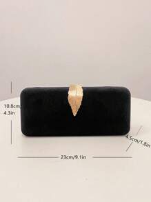 1pc Black Metal Clasp Elegant Square Shaped Compact Casual Handbag, Versatile Small Clutch Purse For Party, Dinner, Wedding, Suitable With Evening Gown, Cocktail Dress