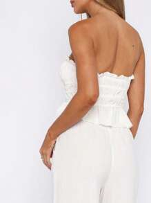 Women Tube Top, Strapless Backless Vest Tie-Up Solid Summer Ladies Clubwear For Party - White - View 6