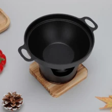 1pc Single Person Hot Pot With Lid, Non-Stick Coating Spicy Hot Pot Suitable For Home Use - Black - View 6