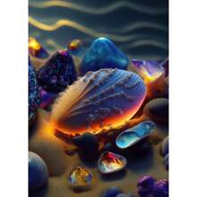 1pc Landscape Sky Blue Beach Shell Modern Posters Canvas Painting Beautiful Wall Arts Living Room Home Decor No Frame - Multicolor - View 28