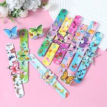 12pcs Colorful Resin Butterfly Bangle Bracelets, Vibrant Plastic Cracked Circle Bangle Bracelets With Butterfly Design, Suitable For Wedding, Bridal Shower, Birthday Party Decoration - No Power Required