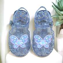 Girls' Butterfly Glitter Glamour Sandals - Silver - View 3