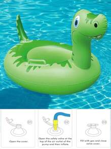1pc Kids Inflatable Swim Pool Seat With Armrests, Cute Floating Seat Ring Swim Circle For Children Bathtub, Dinosaur Design, Underarm Floating Circle For Summer Swimming