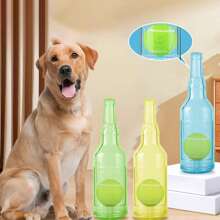 1pc Pet Squeaky Chew-Resistant Floating Rubber TPR Tennis Ball Bottle Shaped Toy, Chewing & Interactive For Large/Small Dogs