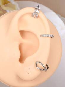 Classic Ear Cuff For Women Non Piercing Ear Clip Silvery Golden Stainless Steel Ear Cuffs With Chain Fake Earring Ear Cuff For Non Pierced Ears Clip On Cartilage Earring Lightweight