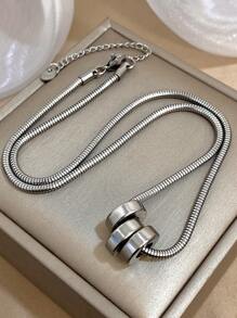 1 Pc Geometric Ring Charm Choker Necklace For Women Minimalist Stainless Steel Chain Necklace Daily Party Jewelry Gifts Mother Day