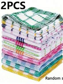 5/12pcs Kitchen Double-Sided Dishcloth Checkered Scrubbing Cloth Multi-Functional Cleaning Cloth Car Cleaning Wiping Cloth (Random Color)