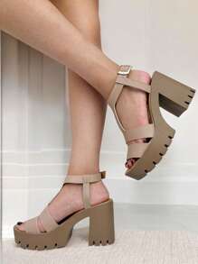 Women's Sandals With A Wide Heel, Buckle, Non-Slip, For Events, Parties, Vacations. Spring-Summer