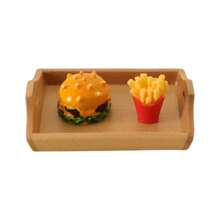1 set de mini plateaux réalistes de frites et de hamburgers, jouet alimentaire créatif, accessoire de photographie pour la maison