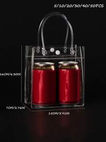 5/10/15/20/30/40/50pcs Waterproof Transparent PVC Button Gift Bags Shopping Bags Tote Bags, Perfect For Women's Wedding, Party And Holiday Gifts, Stadium Approved Transparent Wallet Bags, Suitable For Concerts, Sports Events And Festivals, Transparent Waterproof Bags, Perfect For Summer, Vacation And Beach, Christmas Gift Bags - Multicolor - View 7