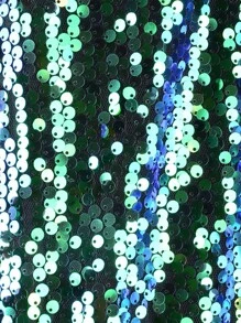 Womens Sequin Long Sleeve Front Zip Jacket With Ribbed Cuffs - Mermaid - View 6