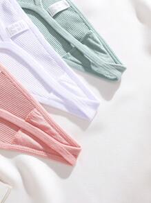 3件装舒适性感罗纹棉质丁字裤女士内裤 - 彩色 - 查看 5