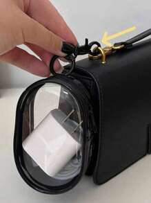 Bolsa de armazenamento de cabo de dados transparente portátil - Estojo de cabo de viagem transparente com chaveiro removível, armazenamento multiuso para carregadores, maquiagem e joias, bolsa compacta para itens essenciais para estudantes universitários e deslocamento diário