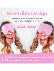 可重复使用 PVC 凝胶冰袋眼罩、冷/热敷眼垫、带冰珠的睡眠眼罩，适用于夏季冷疗和冬季热疗 - 彩色 - 查看 2