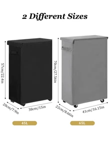 45L/60L/65L 可折叠洗衣篮带盖带轮 - 纤薄便携式脏衣篮，休闲风格带手柄，矩形收纳篮适用于各种房间类型