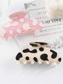 1 pieza Clip de pelo de acetato de celulosa con estampado de manchas de vaca, elegante y casual, regalo diario para amigos, accesorio para el cabello