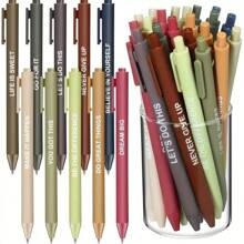 10/20/30支装中性墨水笔,激励同事的励志笔,带励志名言,可伸缩滚珠,书写流畅,适用于学校、办公室和家庭(时尚颜色,心理健康提醒) - 彩色 - 查看 11