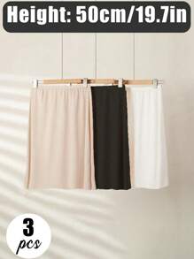 3 Pieces/2 Pieces/1Piece Hip-Wrapped Lining Skirt Bottoming Skirt Anti-Exposure Skirt,Multi-Color, Solid Color, Spring And Summer Styles,Anti Transparency And Anti Light Medium Long Skirt, Inner Lining Skirt, Lace Bottom, Anti-Static Skirt, Elastic Waistband Suitable For Slightly Overweight Girls, Suitable For Daily Wear