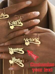 A Personalized Necklace, Custom Heart Name Pendant Necklace - Elegant Heart And Swirl Design, Personalized Fashion Jewelry For Girl, Perfect For Birthdays, Anniversaries And Party Gifts - Multicolor - View 3