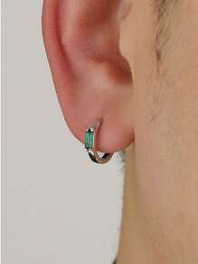 Set de 2 piezas de pendientes estilo callejero minimalistas, pendientes elegantes y vintage personalizados para hombres, color verde - Multicolor - Ver 1