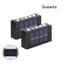 1/2/4/6 piezas Luces solares de pared de 10 LED, iluminación hacia arriba y hacia abajo para ambiente en exteriores, patio, jardín, sendero, decoración de pared