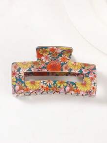 1Pc New Cute Floral Hair Clip - Women's PVC Hair Accessory, Bright Floral Pattern, Medium Size, Perfect For Fashionable Hair Management