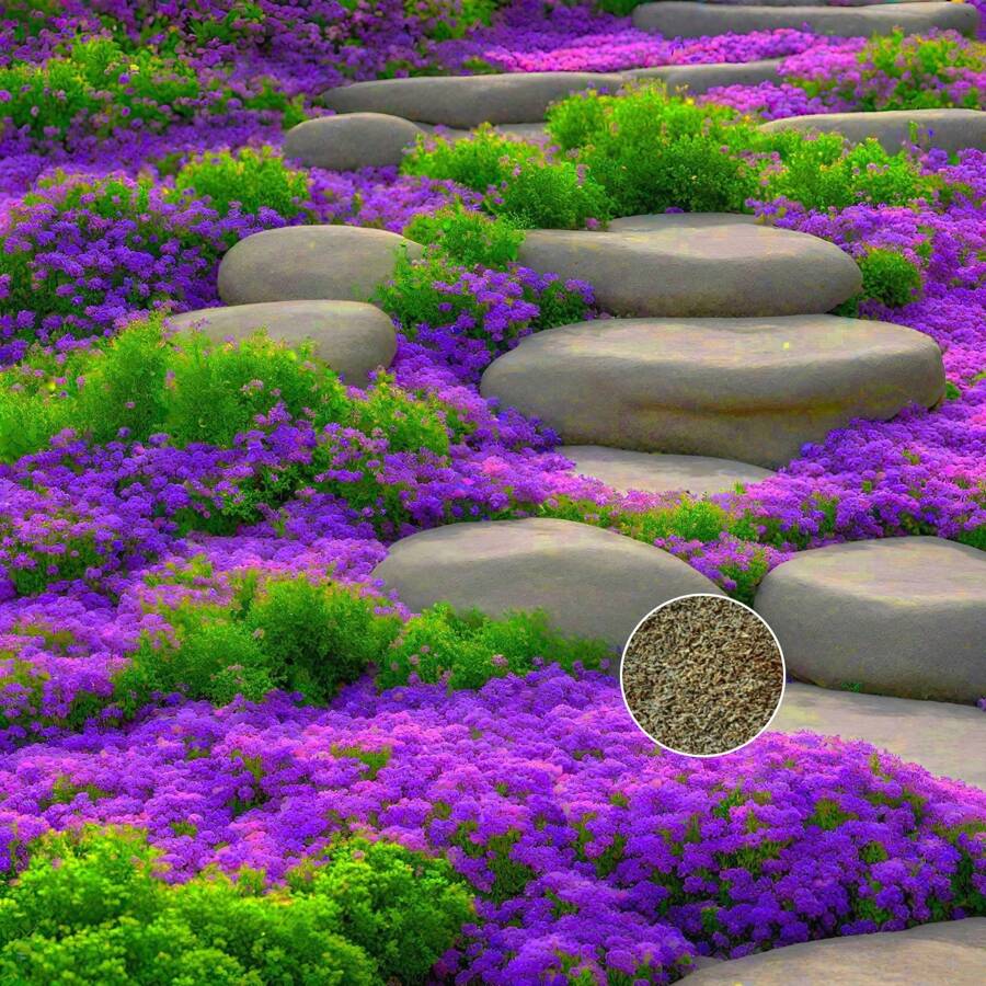 Color mix 200 seeds creeping thyme seeds for planting non gmo perennial