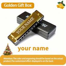 Harmonica khắc cá nhân - Ánh kim, Harmonica đen bóng 10 lỗ, Thích hợp cho người mới bắt đầu, Tên tùy chỉnh DIY, Quà tặng độc đáo cho sinh nhật, Giáng sinh, Lễ tạ ơn, Nhạc cụ dễ học cho học sinh và những người đam mê Harmonica Blues - Nhiều màu - Xem 6