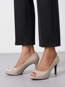 Women's Solid Color Thick Sole Elegant Party Fashion Professional Versatile Stilettos - Apricot - View 4