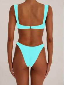Summer Beach Vacation Bikini Swimsuit Set - Mint Blue - View 2