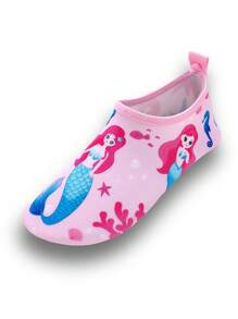 Zapatos para niños para exteriores y playa, diseño de cola de sirena para niñas, de suela blanda, ligeros, transpirables, para natación, agua y playa