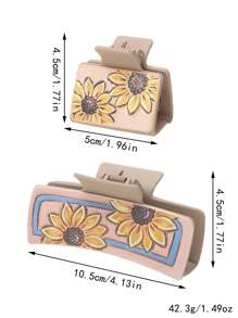 1 Set de Pinzas de Pelo y Ganchos de Estilo Retro Occidental con Girasol y Cactus para Mujer