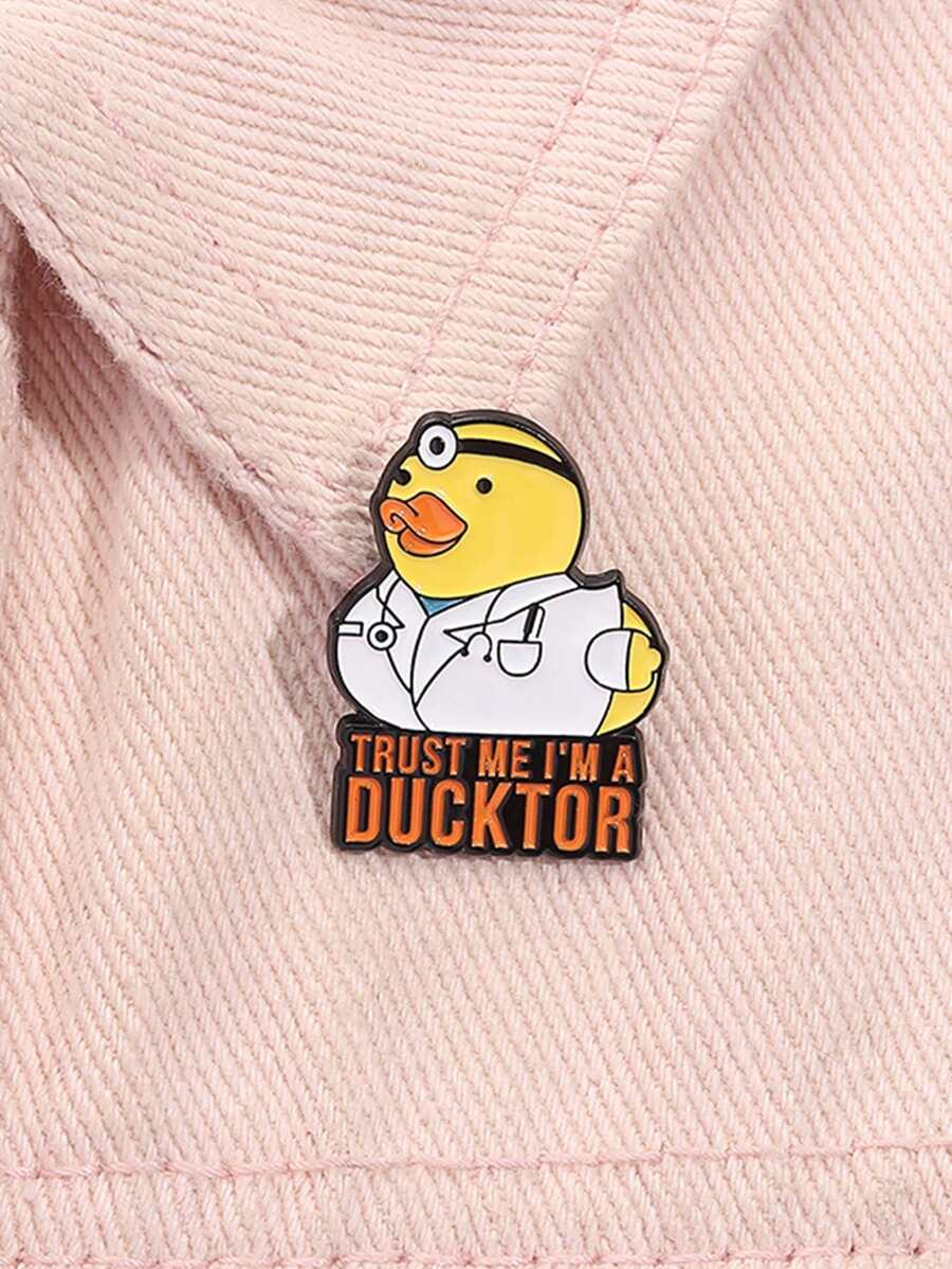 1PC Trust Me I'm A Ducktor Duck Metal Brooch Cartoon Animal Doctor Enamel Badge Personalized Fun Jewelry Clothe Lapel Pin Friend Gift - Multicolor - View 1