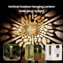 Lámpara de linterna colgante vertical, decoración impermeable, luz de ambiente con luz LED solar para jardín, patio, carga automática / luz cálida encendida