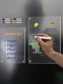 1pc 20*30cm Transparent 3D Magnetic Acrylic Fridge Memo Board, Erasable Handwritten Planner For Weekly & Monthly Use