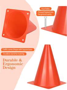 10pcs/Soccer Cones, 7inch Soccer Cones, Orange Plastic Traffic Cones, Basketball Soccer Skating Practice Cones, Disc Obstacles