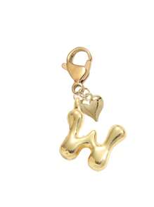 Bubble Letter Cute Necklace Pendant, Bag Charm - Lucky Crystal Pendant With Golden Heart Pendant, Letter A-Z, Shiny Alloy Bag Backpack Keychain - Perfect Gift For Birthday And Special Occasions, Keychain Bag Backpack Car Charm, Gift For Women And Girls, Wallet And Handbag Accessories. Small Gift For Women On Birthday, Valentine's Day, Mother's Day. - Gold - View 19