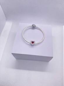 1 pièce 2025 Nouveau bracelet de mode haut de gamme pour femmes DIY meilleures . Bracelet à perles avec bouton strass et charms cœur rouges brillants. Convient pour un port quotidien, idéal pour la Saint-Valentin, la Fête des Mères, les fêtes entre dames, un cadeau d'amour romantique, un bracelet à breloques