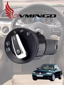 Vmingo Euroswitch Perilla Interruptor Luces VW Jetta Mk6 (2010 a 2014) Golf/GTI MK4 (1998-2007) Jetta Mk4 (1999-2004) Passat B5 B5.5 (1997-2005) Beetle (1999-2010) Sharan (2001-2010) Polo 6R (2009-2014), VENTO todos los años, Derby, Clásico (2012 a 2015) Vmingo Mexico - Negro - Ver 1