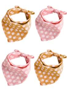 Set de 4 pañuelos bandana de algodón suave con diseños lindos para perros y gatos, aptos para cumpleaños, en colores rosa, verde, azul y caqui, ajustables y lavables, accesorios cómodos para mascotas pequeñas, medianas y grandes, niña y niño