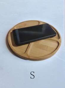 Rustic Style Mimosa Wood Tray - Circular Wooden Storage Basket, Suitable For Snacks, Fruits And Desserts | Kitchen Organizer And Dining Room Decor Accessory