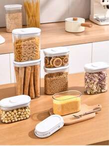 1/4Pcs Storage Containers With Lids, Clear Food Storage Jar For Pantry Cookie Flour Cereal Rice Sugar Tea Coffee Beans Spice, Airtight Food Storage Containers With Lids, Clear Plastic Storage Jars For Dry Food, Leakproof Pantry Organization Containers