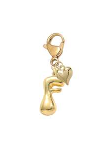 Bubble Letter Cute Necklace Pendant, Bag Charm - Lucky Crystal Pendant With Golden Heart Pendant, Letter A-Z, Shiny Alloy Bag Backpack Keychain - Perfect Gift For Birthday And Special Occasions, Keychain Bag Backpack Car Charm, Gift For Women And Girls, Wallet And Handbag Accessories. Small Gift For Women On Birthday, Valentine's Day, Mother's Day. - Gold - View 16