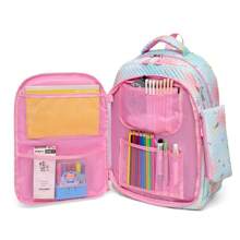 Kit com 3 Bolsa Mochila Feminina Nylon Escolar Estojo Bolsinha infantil - Rosa chiclete - Visão 4