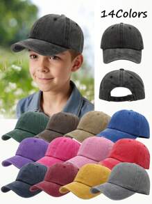 1pc Kids Spring/Summer Sun Visor Baseball Cap, Vintage Washed Adjustable Casual Cap For Boys/Girls Outdoor Sun Protection