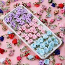 50pcs/Pack Polyester Leaf Rose Bud, Craft Decoration Small Flower, DIY Shoes, Hats, Bags, Clothes, Bridal Bouquet, Headpieces, Brooch Accessory - Multicolor - View 5