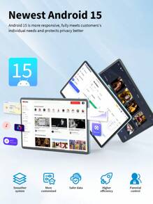 Relndoo Android 15 Tablet, 2025 NEW 11 Inch, T615 Octa-Core 2.0GHZ, (4GB+20GB)RAM+128GB ROM, 5MP+13MP Dual Camera, 8000mAh High-Capacity Battery, Type-C, 802.11ac/B/G/N Wifi5 2.4g+5g, 1280*800px HD IPS Touch Screen, Supports 1TB SD Expansion, GPS Certified Tablet PC (No Adapter)-Blue Tablet